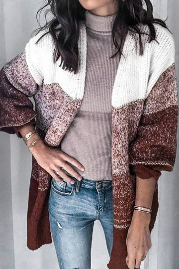 COLORBLOCK LONG SLEEVE CARDIGAN