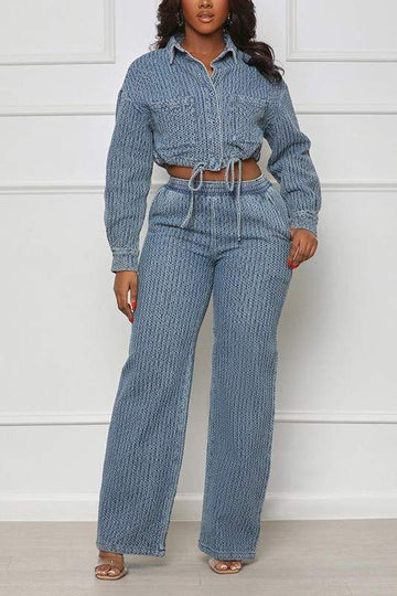 COLLARED TOP AND PANTS SET