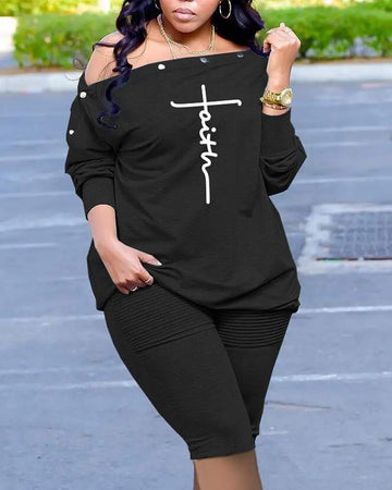 Comfortable Loungewear: Faith Tee Set