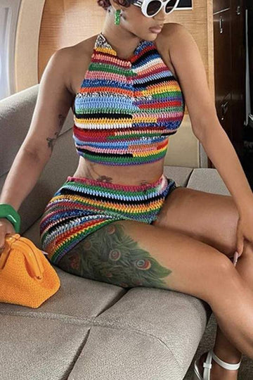 GRAPHIC CROP TOP AND SHORTS SET