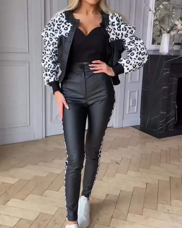 Women’s Stylish Leopard Jacket Set