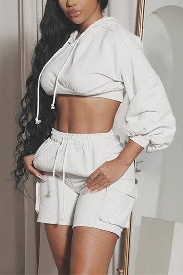HOODIE CROP TOP AND SHORTS SET