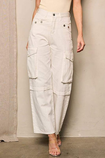 HIGH WAIST WIDE LEG CARGO PANTS