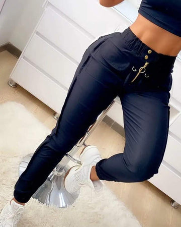 FLAP POCKET ZIPPER DETAIL CARGO PANTS