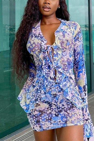 FLORAL SHIRT AND SKIRT SET