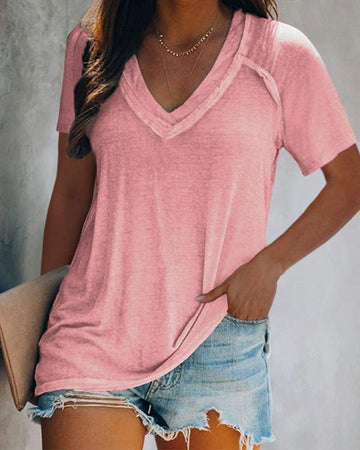 Short Sleeve V-Neck Tee Casual