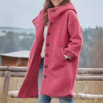 LAPEL COAT LOOSE HOODED WOOLEN