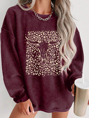 PATTERN PRINTED ROUND NECK SWEATSHIRT