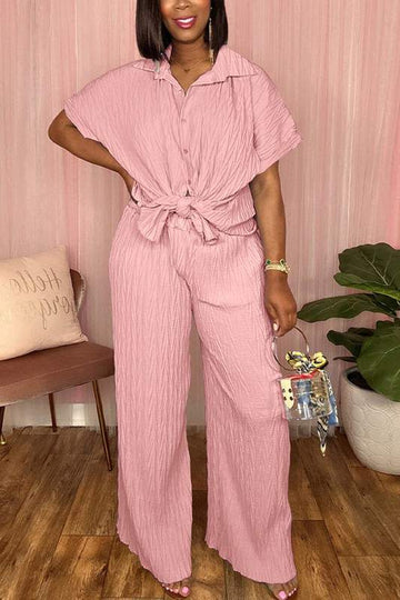 PLEATS SHIRT AND PANTS SET