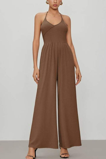 SLEEVELESS RIB KNIT JUMPSUIT