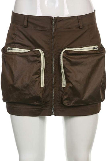 CARGO SKIRT ZIPPER POCKETS