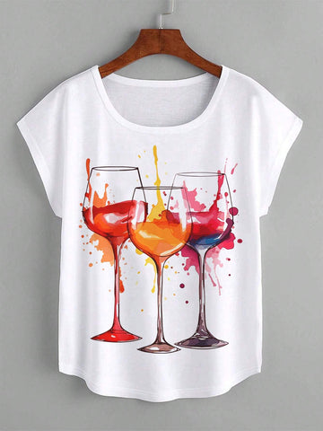 Casual Top: Unique Graphic Design for Women