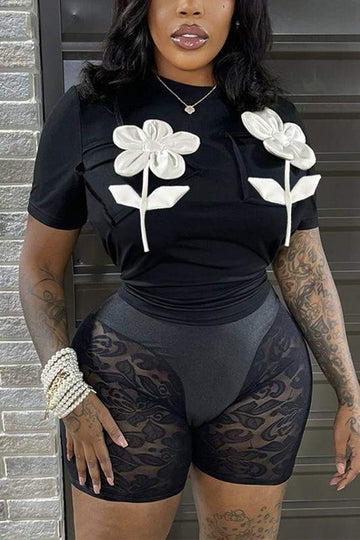 Activewear Floral T-shirt with Trendy Shorts