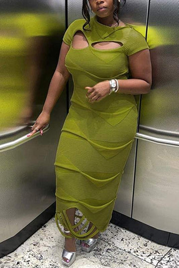 SHORT SLEEVE KNITTED MIDI DRESS