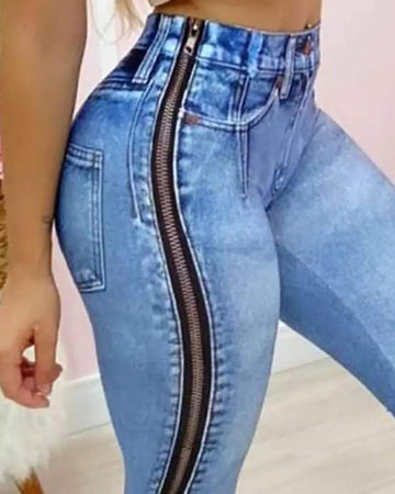 Trendy Zipper Detail Skinny Jeans