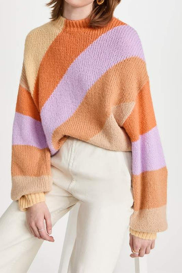 MULTI STRIPE CREW NECK SWEATER