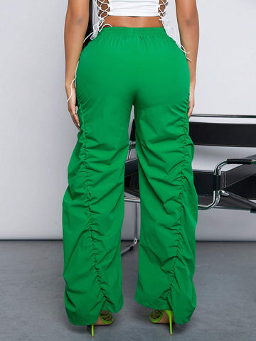 SXY WOMEN S PLEATED GREEN LOOSE PANTS