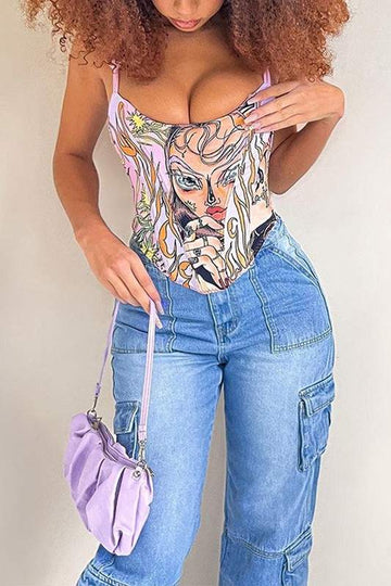 CARTOON PRINT CAMI TOP