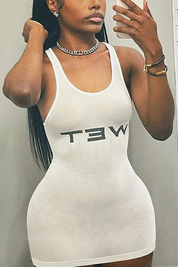 LETTER PRINT TANK MINI DRESS