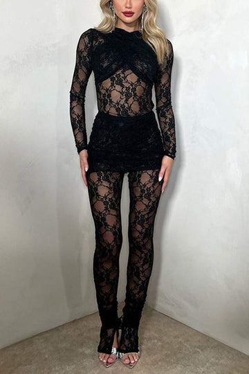 LACE SEE THROUGH JUMPSUIT
