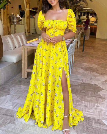 Floral Maxi Dress with Puff Sleeves