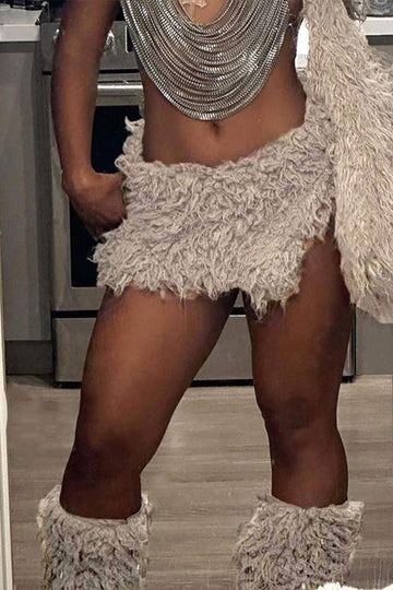 FURRY MINI SKIRT SET