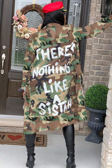 LETTER PRINT CAMO JACKET