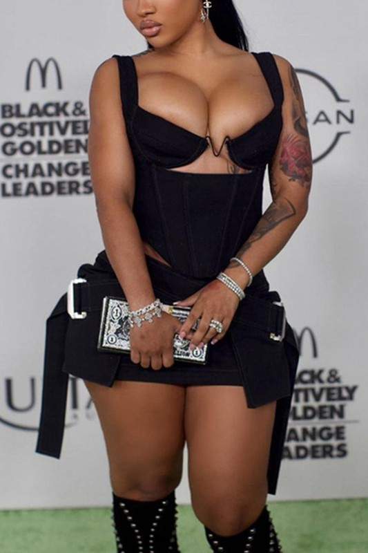 BUSTIER CORSET TOP AND SKIRT SET