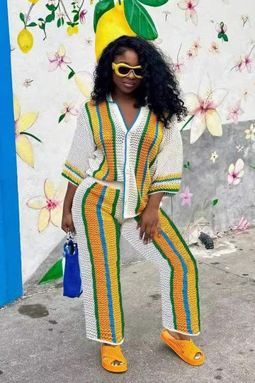 CROCHET SHIRT AND PANTS SET
