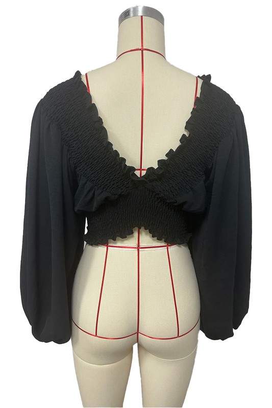 ROMANTIC FLAIR SMOCKED BLOUSE