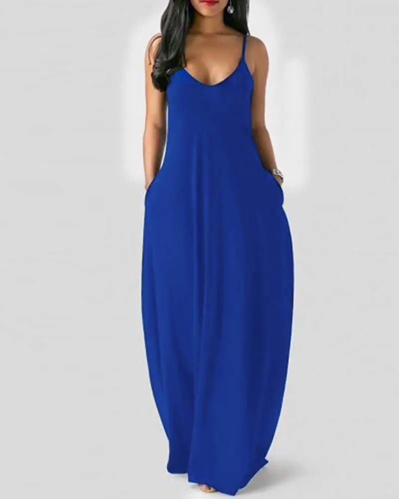 Vacation Dress - Flowy Maxi with Pockets