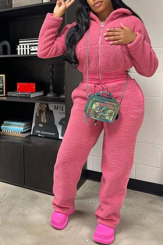 SOLID LONG SLEEVES TOP AND PANTS SET