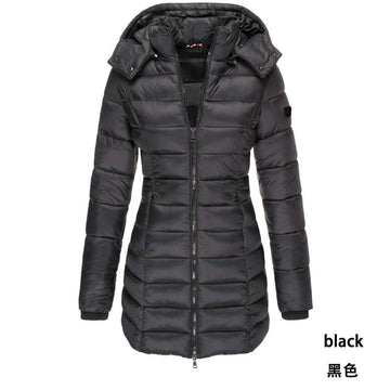   WOMEN S MID LENGTH SLIM FIT COTTON PADDED JACKET WARM DOWN COTTON PADDED JACKET