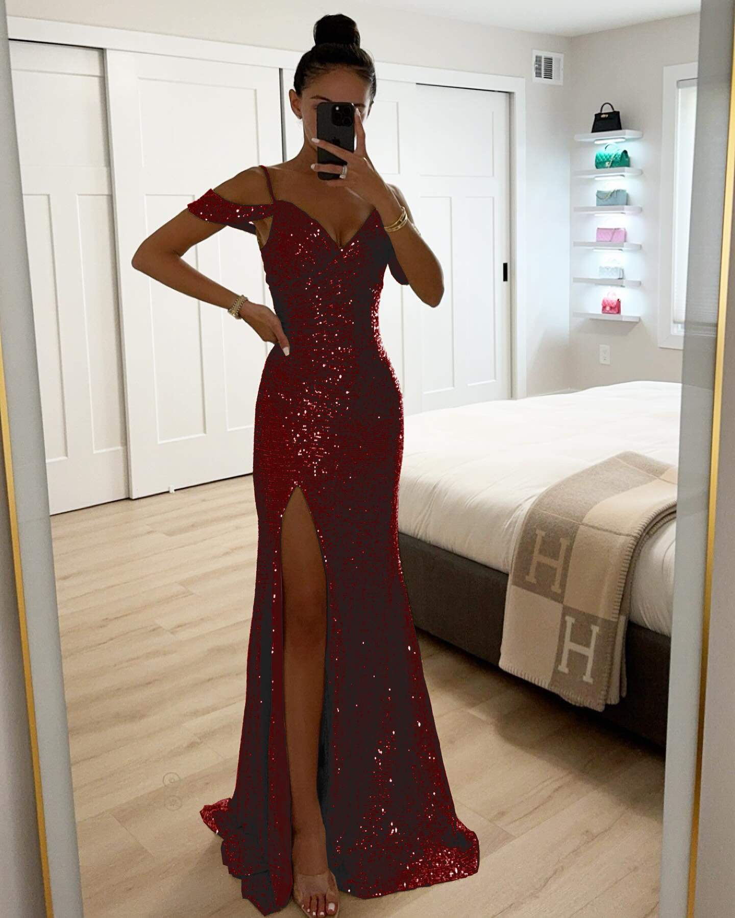 SPRING SLING SEQUIN SPLIT DRESS INS LEISURE LOOSE PARTY DRESS