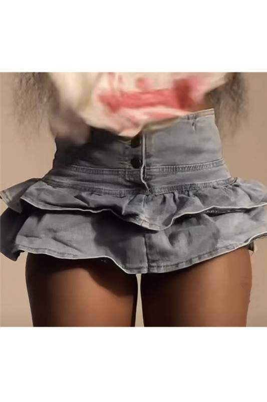 Crop Top and Denim Skirt Set