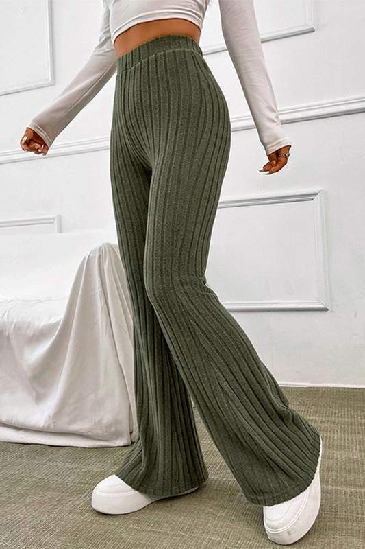 KNITTED STRAIGHT LONG PANTS