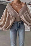 ROMANTIC FLAIR SMOCKED BLOUSE