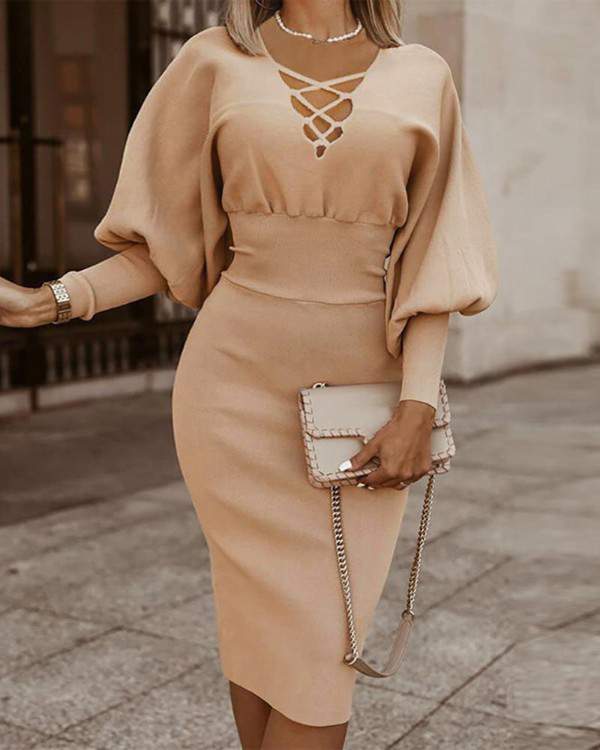 Fashionable Knot Front Bodycon Dress
