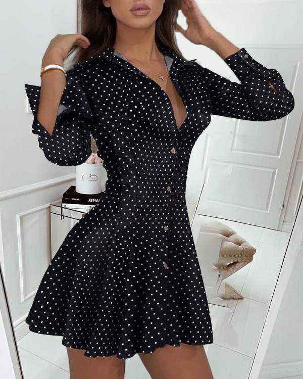 Elegant Button-Up Ruffle Dress for Women