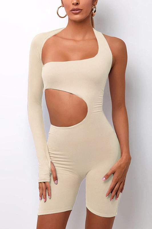 CUTOUT ONE SLEEVE ROMPERS