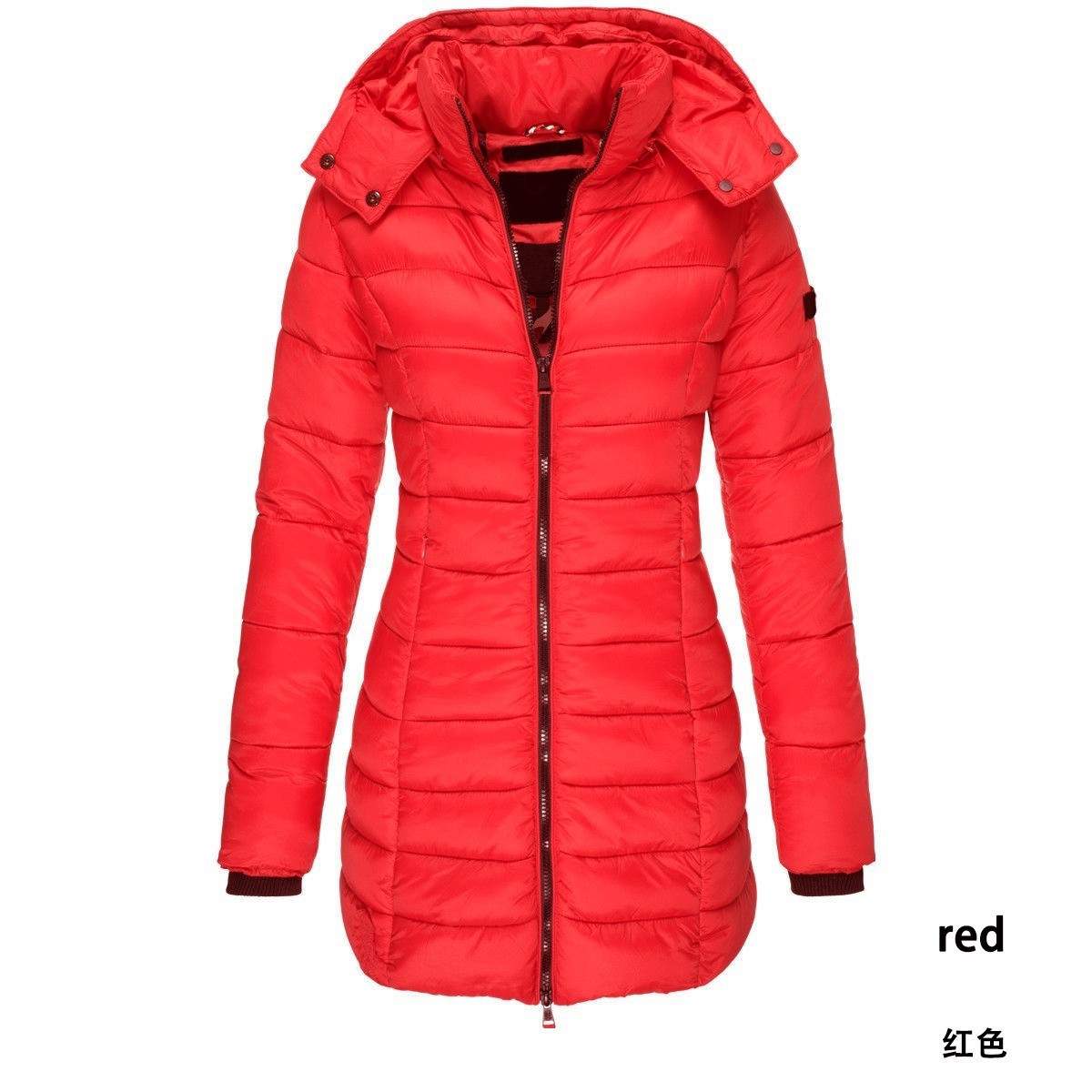   WOMEN S MID LENGTH SLIM FIT COTTON PADDED JACKET WARM DOWN COTTON PADDED JACKET