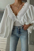 ROMANTIC FLAIR SMOCKED BLOUSE