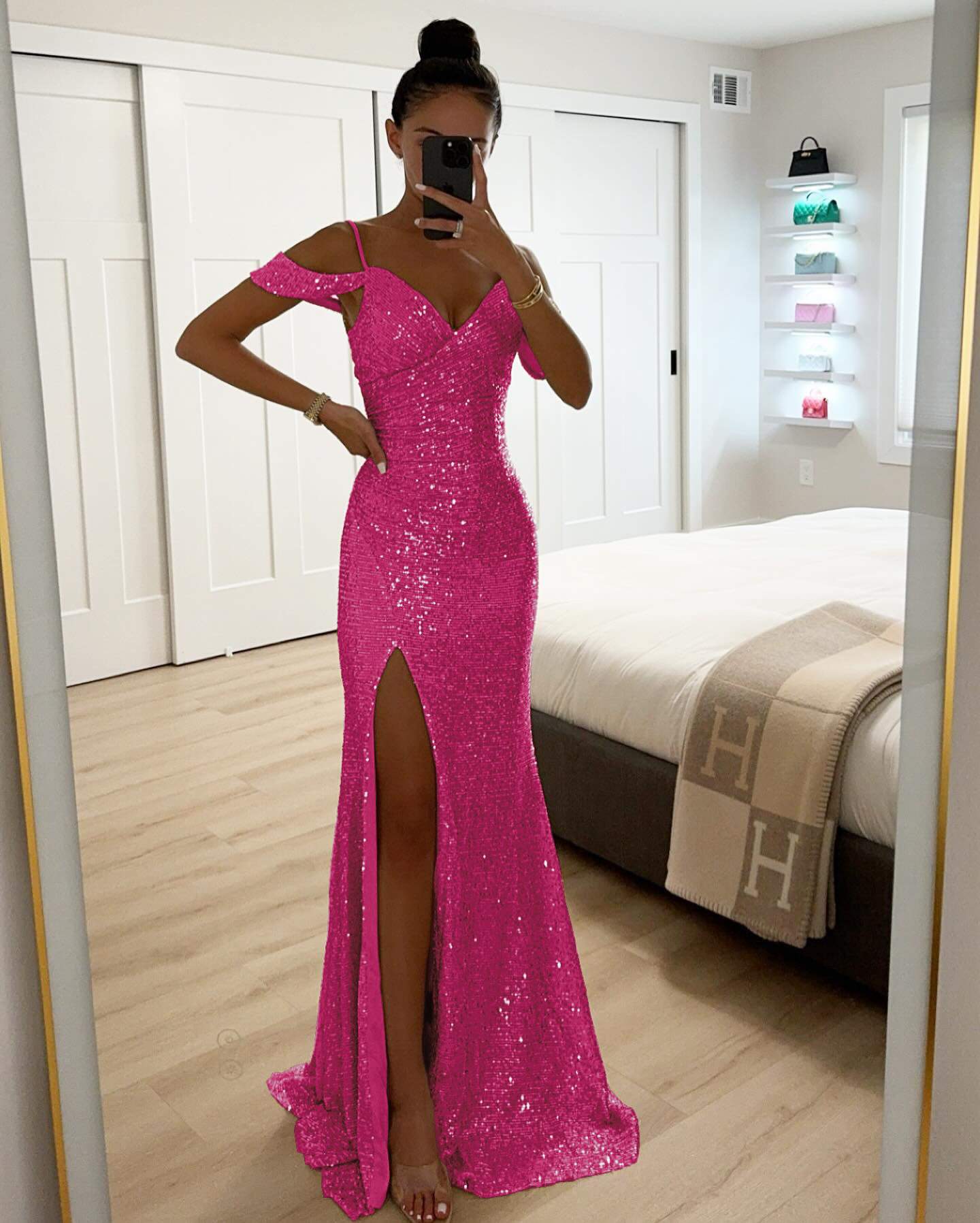 SPRING SLING SEQUIN SPLIT DRESS INS LEISURE LOOSE PARTY DRESS