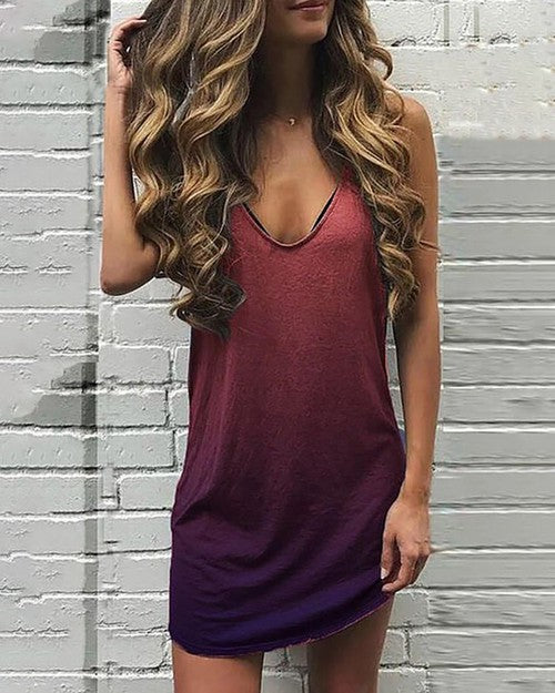 Trendy V-Neck Gradient Dress