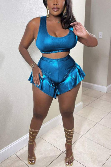 METALLIC TANK AND SHORTS SET