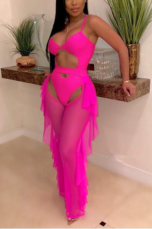 CAMI BODYSUIT AND MESH PANTS SET