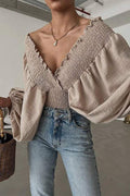 ROMANTIC FLAIR SMOCKED BLOUSE