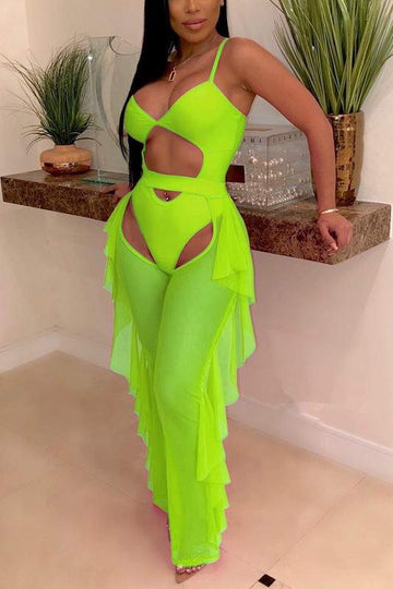 CAMI BODYSUIT AND MESH PANTS SET