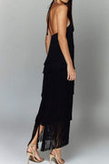 FRINGE HALTER MAXI DRESS
