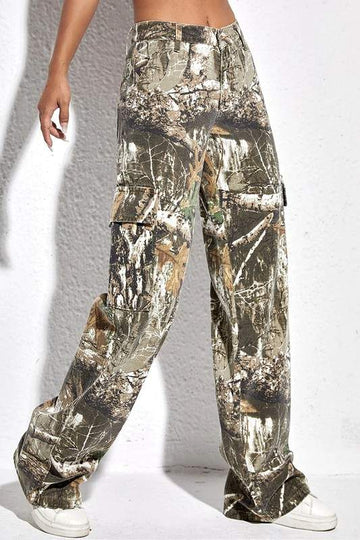 GRAPHIC CAMO ZIPPERED PANTS
